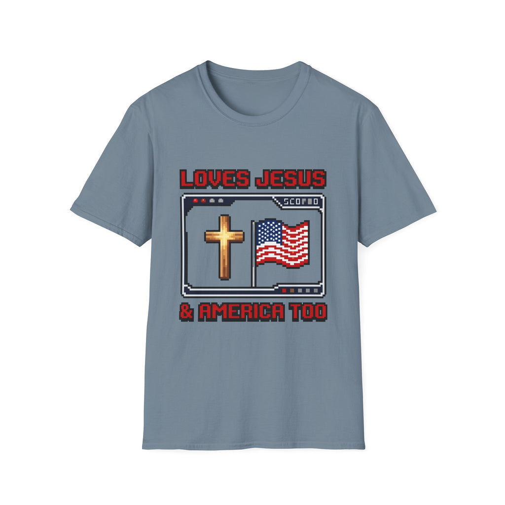 Loves Jesus And America Too 8 Bit T-Shirt