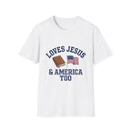 Loves Jesus And America Too Bible and Flag T-Shirt