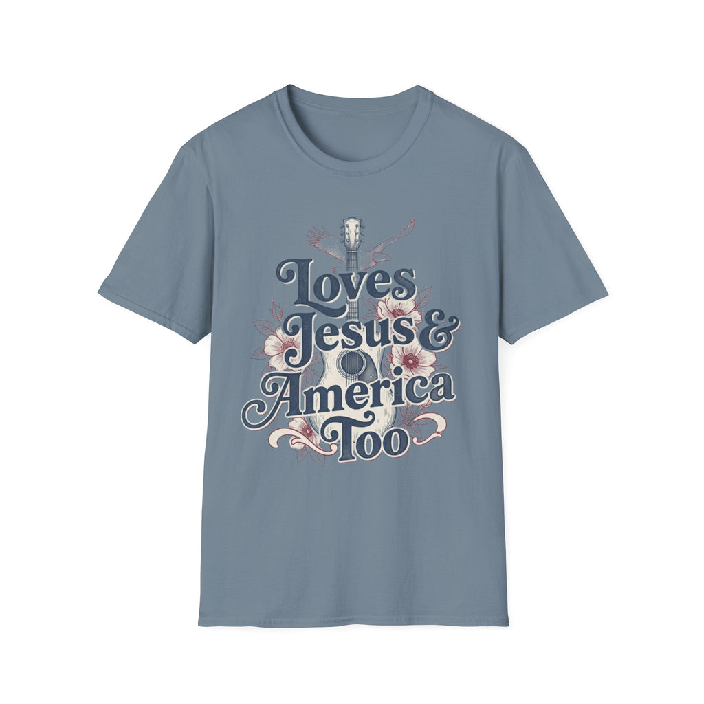 Loves Jesus And America Too Guitar T-Shirt