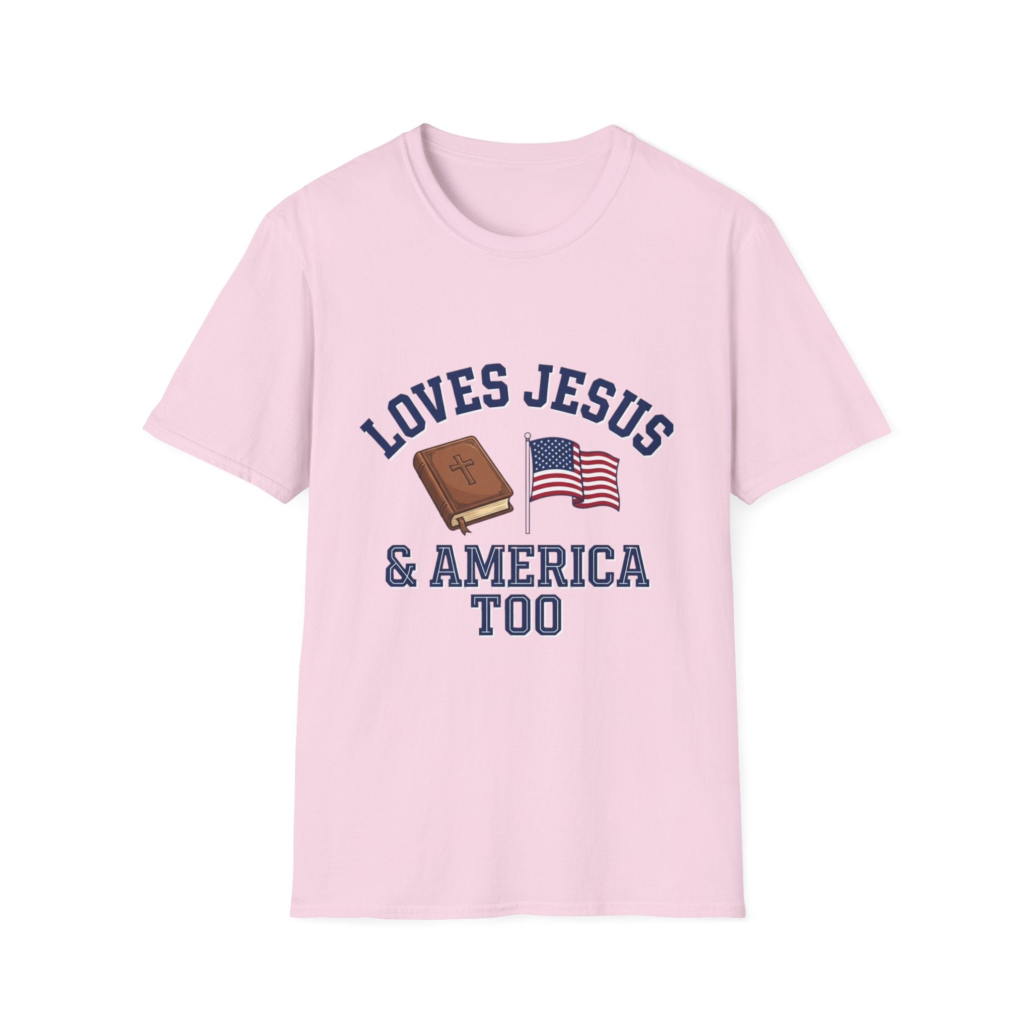 Loves Jesus And America Too Bible and Flag T-Shirt