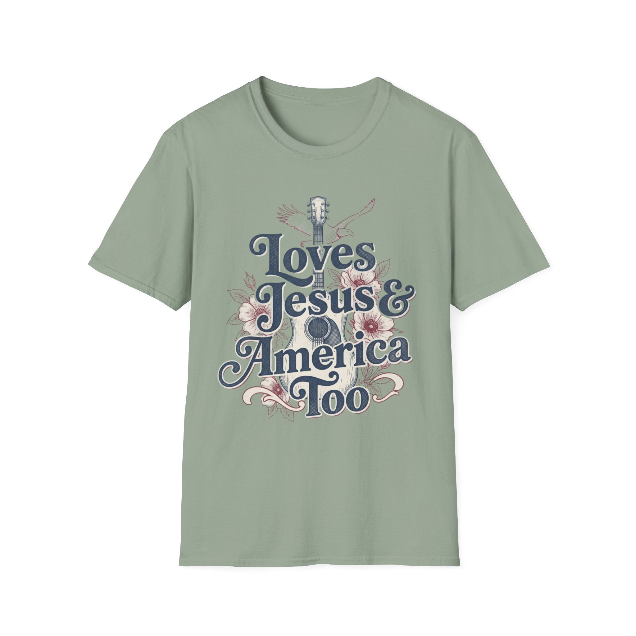 Loves Jesus And America Too Guitar T-Shirt