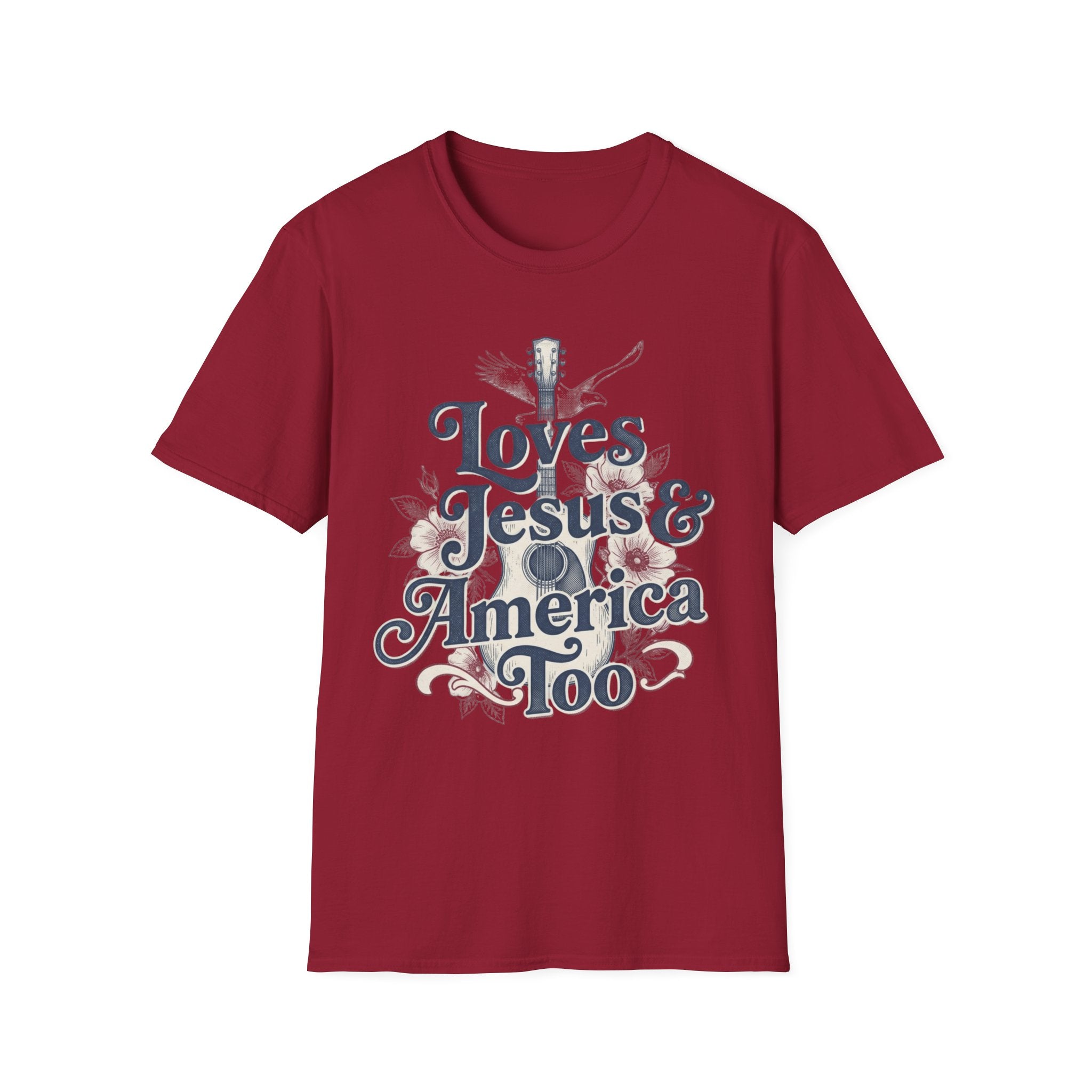Loves Jesus And America Too Guitar T-Shirt