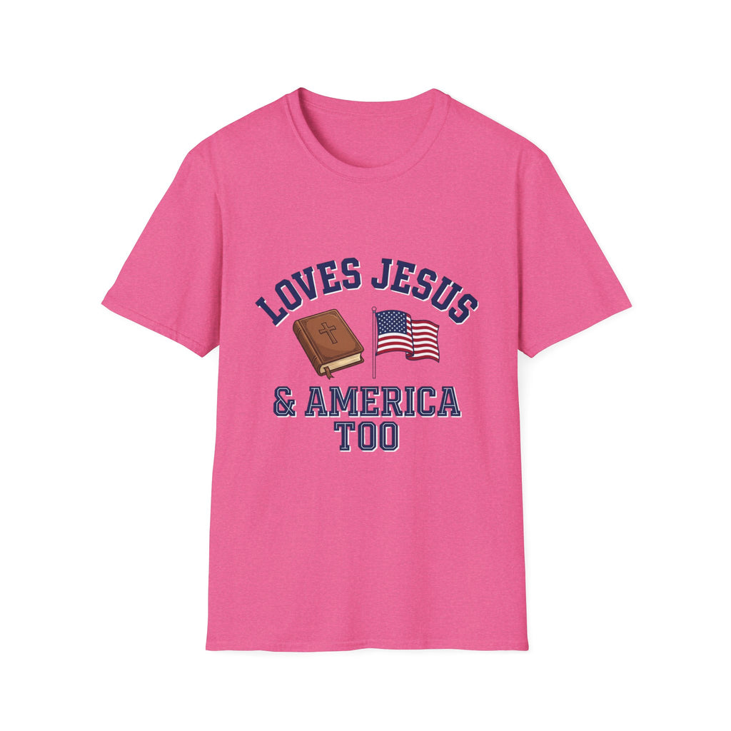 Loves Jesus And America Too Bible and Flag T-Shirt