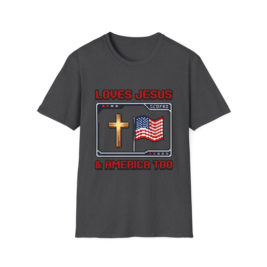 Loves Jesus And America Too 8 Bit T-Shirt