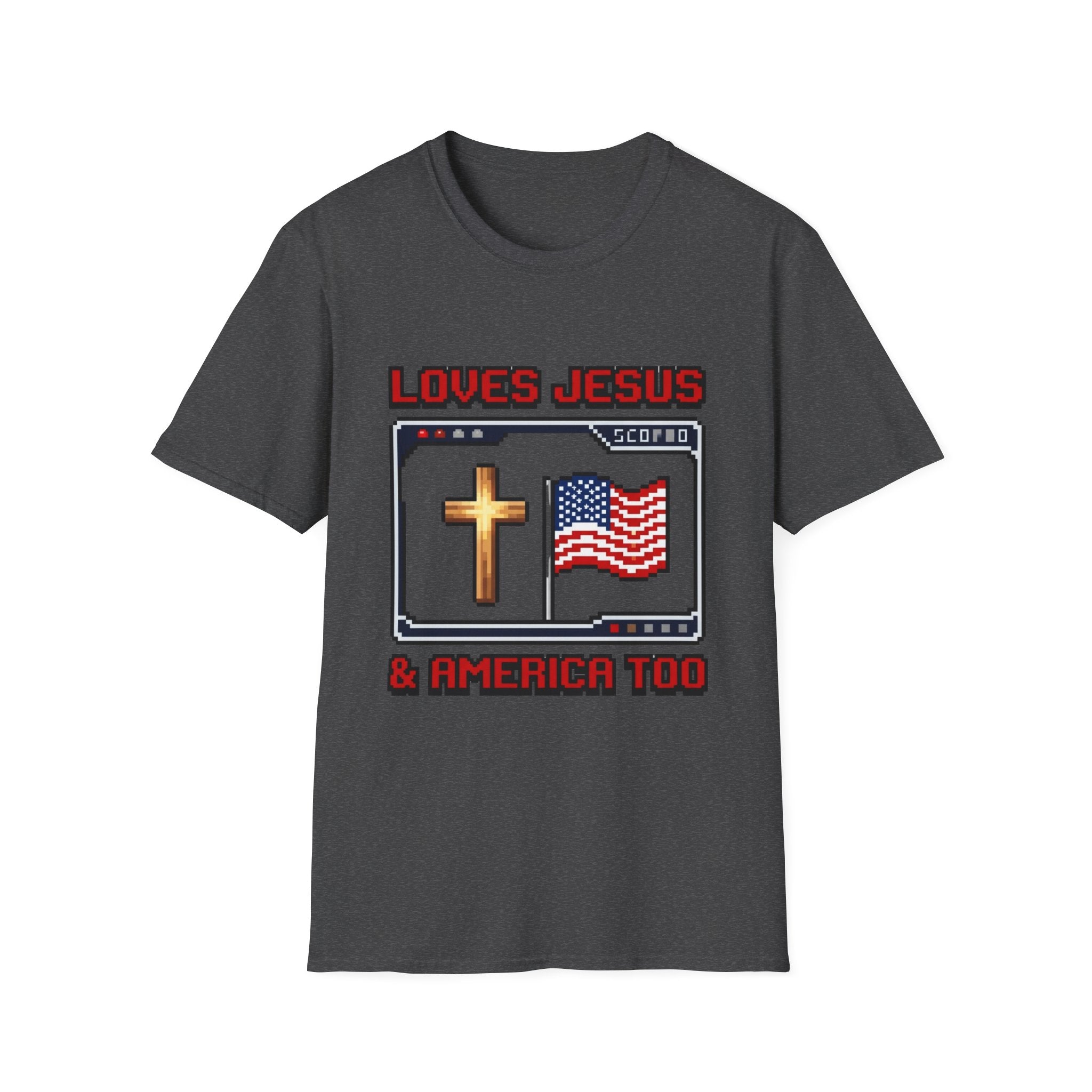 Loves Jesus And America Too 8 Bit T-Shirt