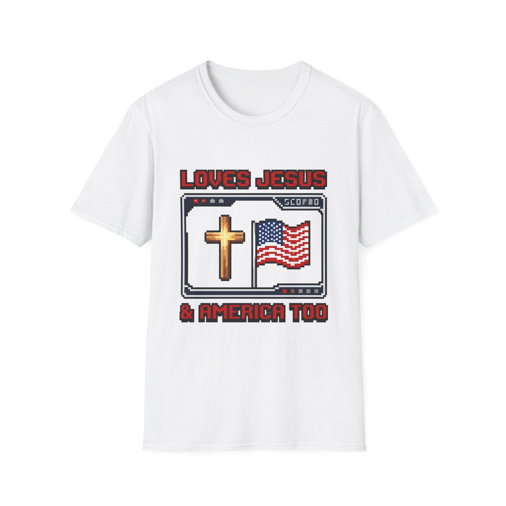 Loves Jesus And America Too 8 Bit T-Shirt