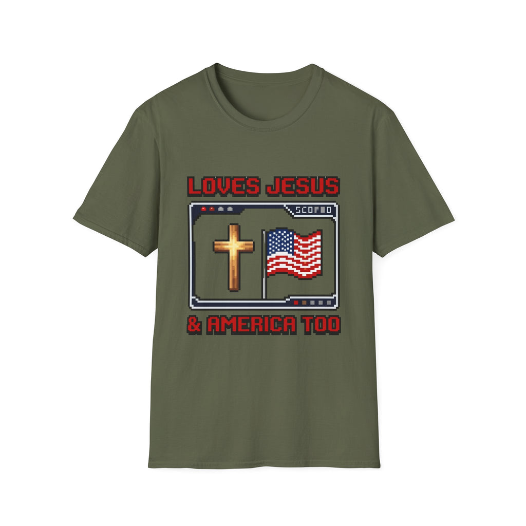 Loves Jesus And America Too 8 Bit T-Shirt