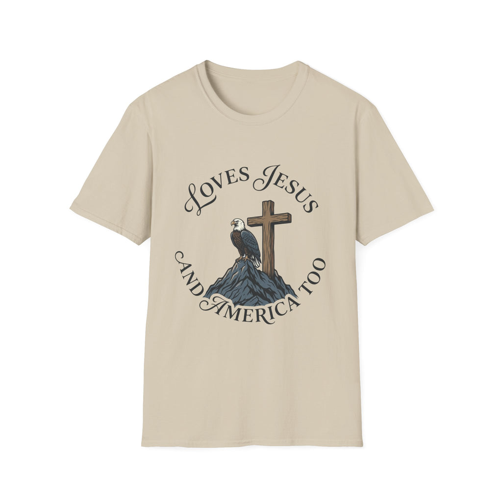 Loves Jesus and America Too Eagle and Cross T-Shirt