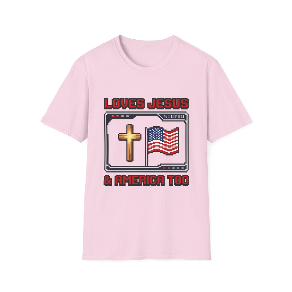 Loves Jesus And America Too 8 Bit T-Shirt