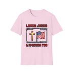 Loves Jesus And America Too 8 Bit T-Shirt