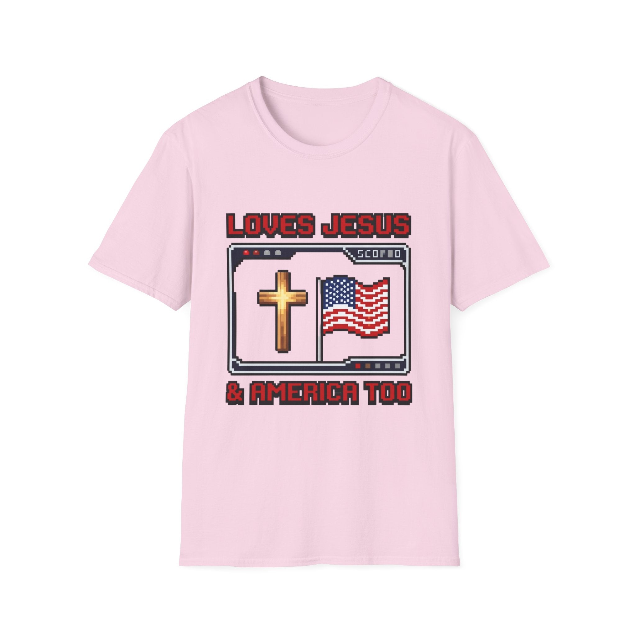 Loves Jesus And America Too 8 Bit T-Shirt