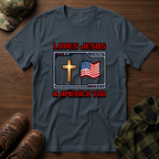 Loves Jesus And America Too 8 Bit T-Shirt
