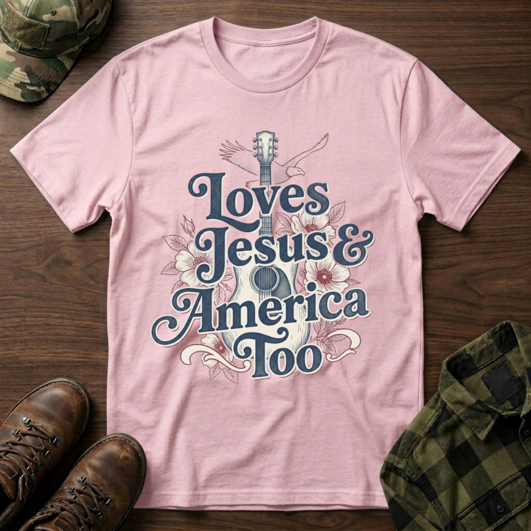 Loves Jesus And America Too Guitar T-Shirt