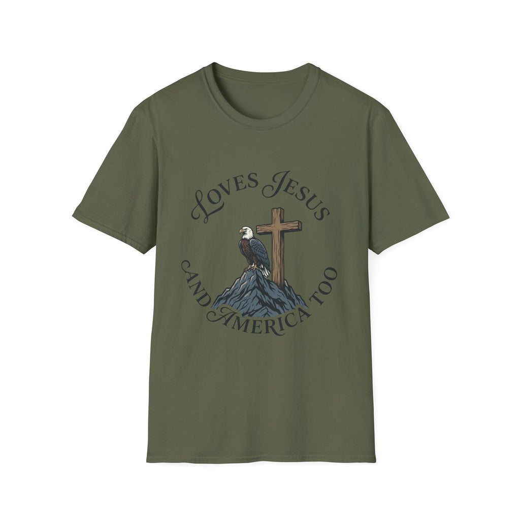 Loves Jesus and America Too Eagle and Cross T-Shirt