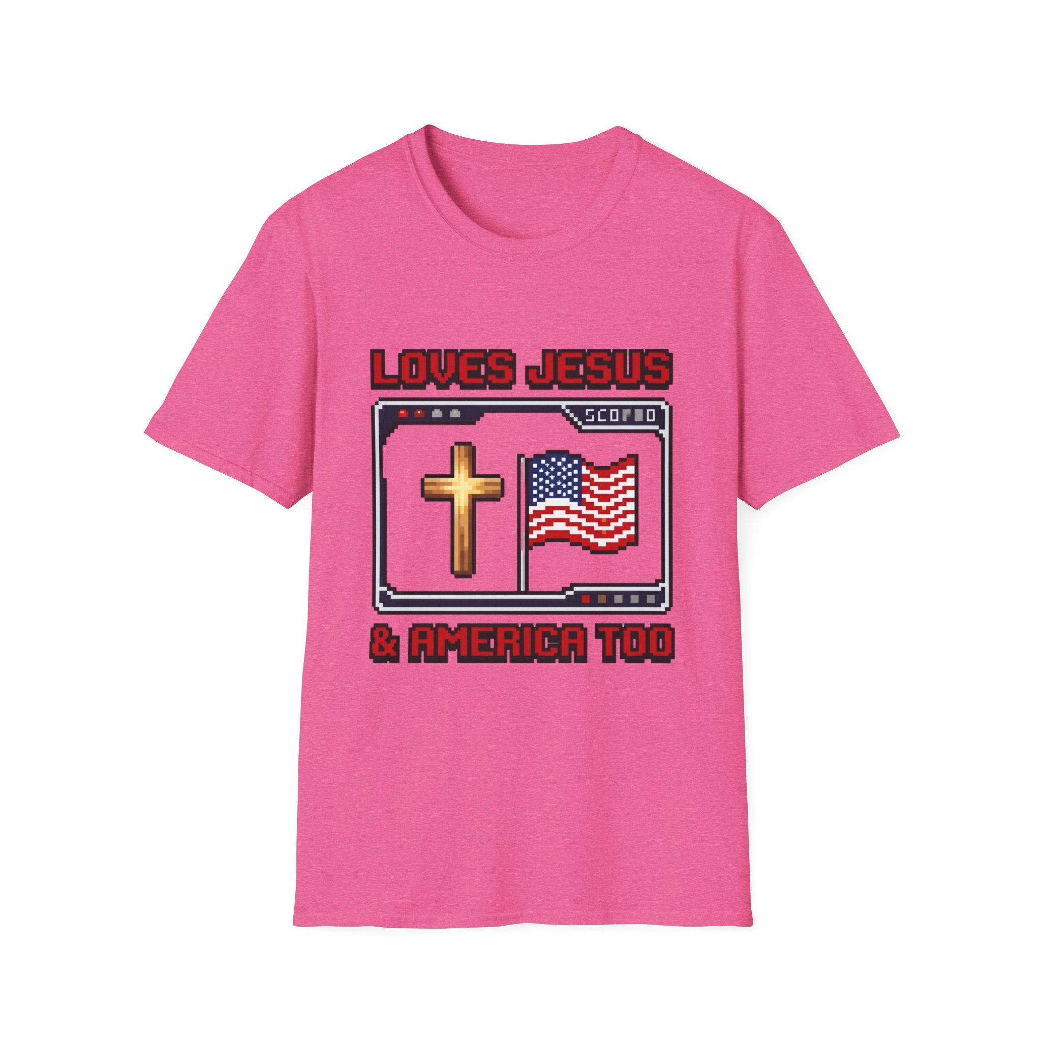 Loves Jesus And America Too 8 Bit T-Shirt