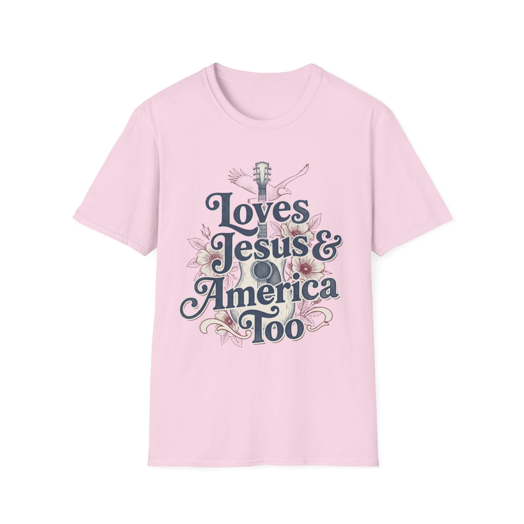 Loves Jesus And America Too Guitar T-Shirt