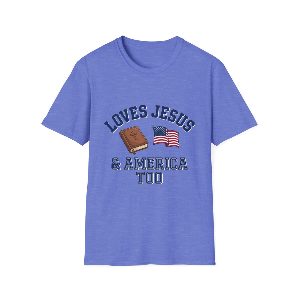Loves Jesus And America Too Bible and Flag T-Shirt