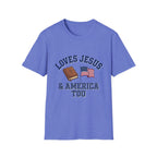Loves Jesus And America Too Bible and Flag T-Shirt