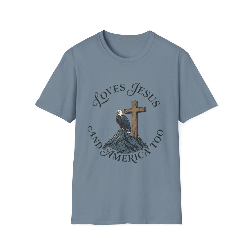 Loves Jesus and America Too Eagle and Cross T-Shirt
