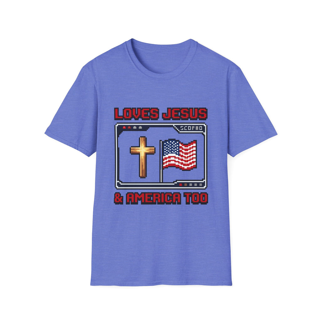 Loves Jesus And America Too 8 Bit T-Shirt